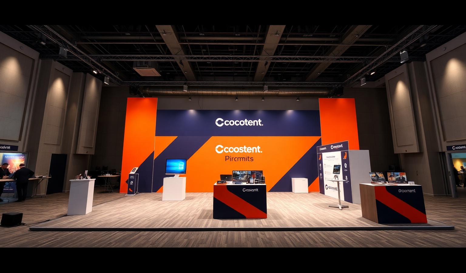Corporate event branding, standees and merchandise